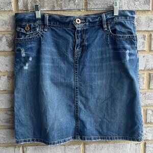 Old Navy Y2K Embroidered Pockets 100% Cotton Denim Jean Skirt Women's Size 10